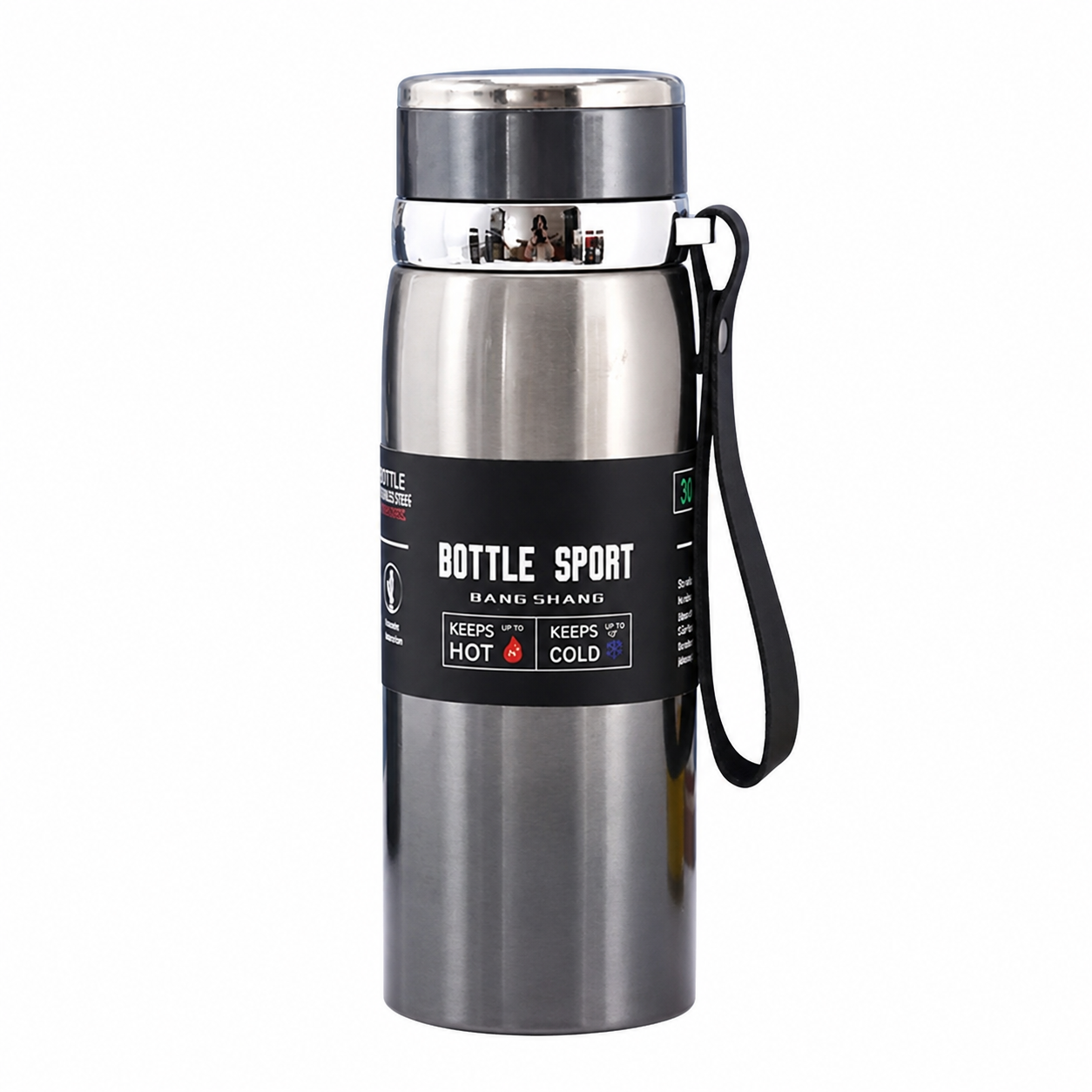 1L Insulated Stainless Steel Water Bottle with Handle, Vacuum Flask for Hot Coffee, Tea, Cold Water, Hiking, Camping & Travel