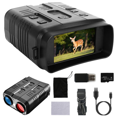 4K Night Vision Binoculars with 10X Digital Zoom, 31MP, 3" Screen, WiFi App & 64GB Card for Hunting, Wildlife Viewing, Camping & Scouting