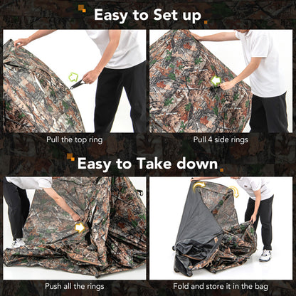 360° See-Through Pop-Up Hunting Blind, 2–3 Person Ground Blind for Deer, Turkey & Elk Hunting & Wildlife Observation